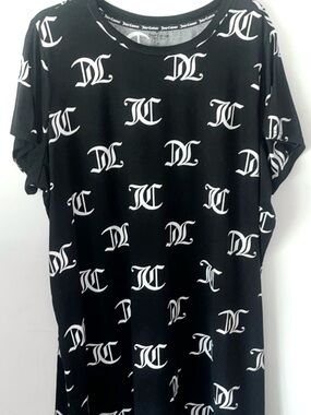 Juicy Couture Women’s Black Juicy Couture Logo Monogram Sleepshirt Size 2X NWOT